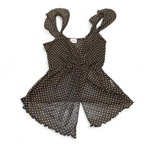 Brown Sheer Polka Dot Tank Coquette Girly Soft Girl Dainty Flowy Boho
